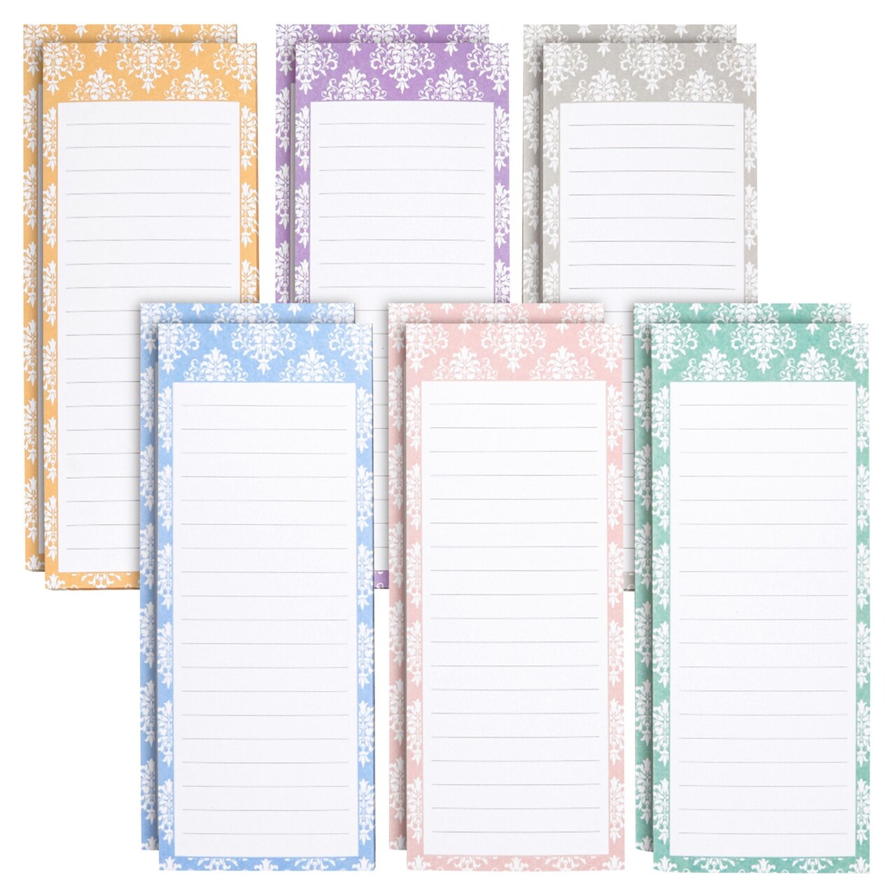 Juvale Magnetic Note Pads for Refrigerator - 60-Sheet Grocery List Notepads with Magnet - Magnetic Shopping List Pad for Fridge - 3.5 x 9 in, Multi, Pack of 12